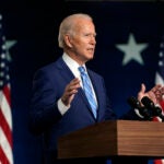 Democratic presidential candidate former Vice President Joe Biden speaks Wednesday, Nov. 4, 2020, in Wilmington, Del.