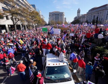 Supporters of President Donald Trump rally at Freedom Plaza