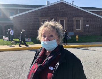 Gretchen Fitzgerald outside polling place