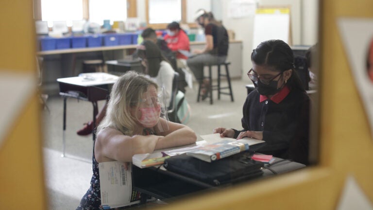 Red Bank Middle School. The school opened with a hybrid model of instruction on Sept. 14. (Edwin J. Torres/Governor's Office)