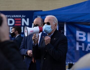 Democratic presidential candidate Joe Biden made a campaign stop in Northwest Philadelphia on Election Day. (Kimberly Paynter/WHYY)