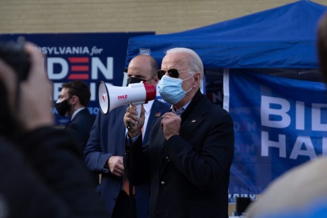 Democratic presidential candidate Joe Biden made a campaign stop in Northwest Philadelphia on Election Day. (Kimberly Paynter/WHYY)