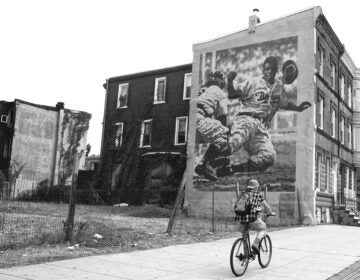 The mural honoring Jackie Robinson by David McShane sits at 2803 North Broad Street and it’s a special piece to the neighborhood. (Ed Hille/In Plain Sight: Public Art in Philadelphia)