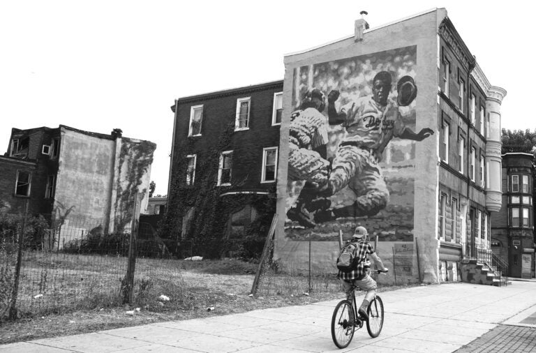 The mural honoring Jackie Robinson by David McShane sits at 2803 North Broad Street and it’s a special piece to the neighborhood. (Ed Hille/In Plain Sight: Public Art in Philadelphia)