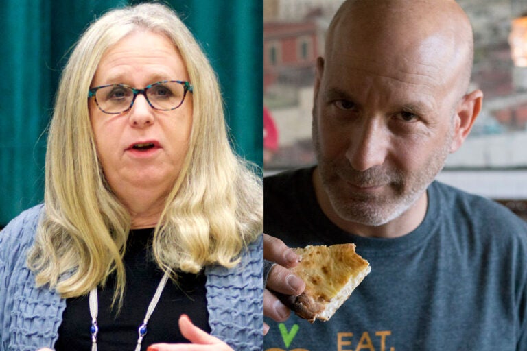 Dr. Rachel Levine (left) and Restaurateur Marc Vetri (Bastiaan Slabbers for WHYY / Billy Penn) 