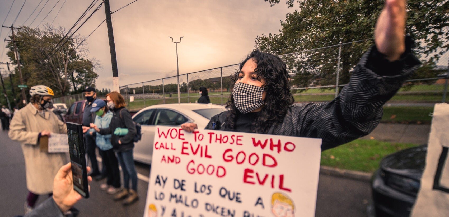 Puchi is a founding member of Philly Boricuas, a community group that formed in summer 2019 during protests calling for the resignation of Puerto Rico’s governor. | Puchi es miembro fundador de Philly Boricuas, un grupo comunitario que se formó en el verano de 2019 durante las manifestaciónes que pedían la renuncia del gobernador de Puerto Rico. (Photo by Eugenio Salas/WHYY)