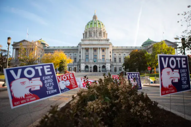 Roughly two dozen lawmakers called for the creation of an investigatory committee with subpoena power to conduct an immediate audit, saying they had fielded widespread doubts about the fairness of the Nov. 3 presidential election. (AMANDA BERG / FOR SPOTLIGHT PA)