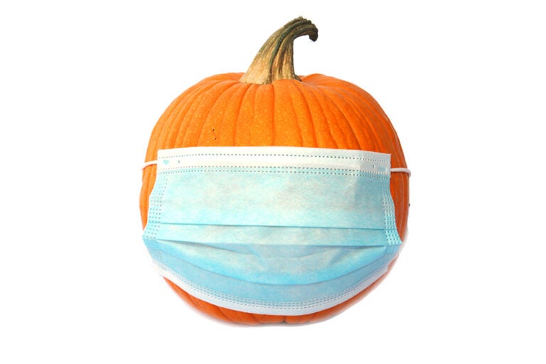 Pumpkin with a Medical Face Mask