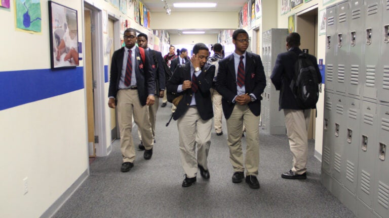 Students at Boys' Latin of Philadelphia Charter School are shown in 2013. Boys' Latin is one of 21 charter schools in the city that joined the coalition. (Emma Lee/WHYY) 