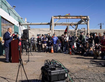 Former New York mayor Rudy Giuliani speaks during the news conference in the parking lot of Four Seasons Total Landscaping.