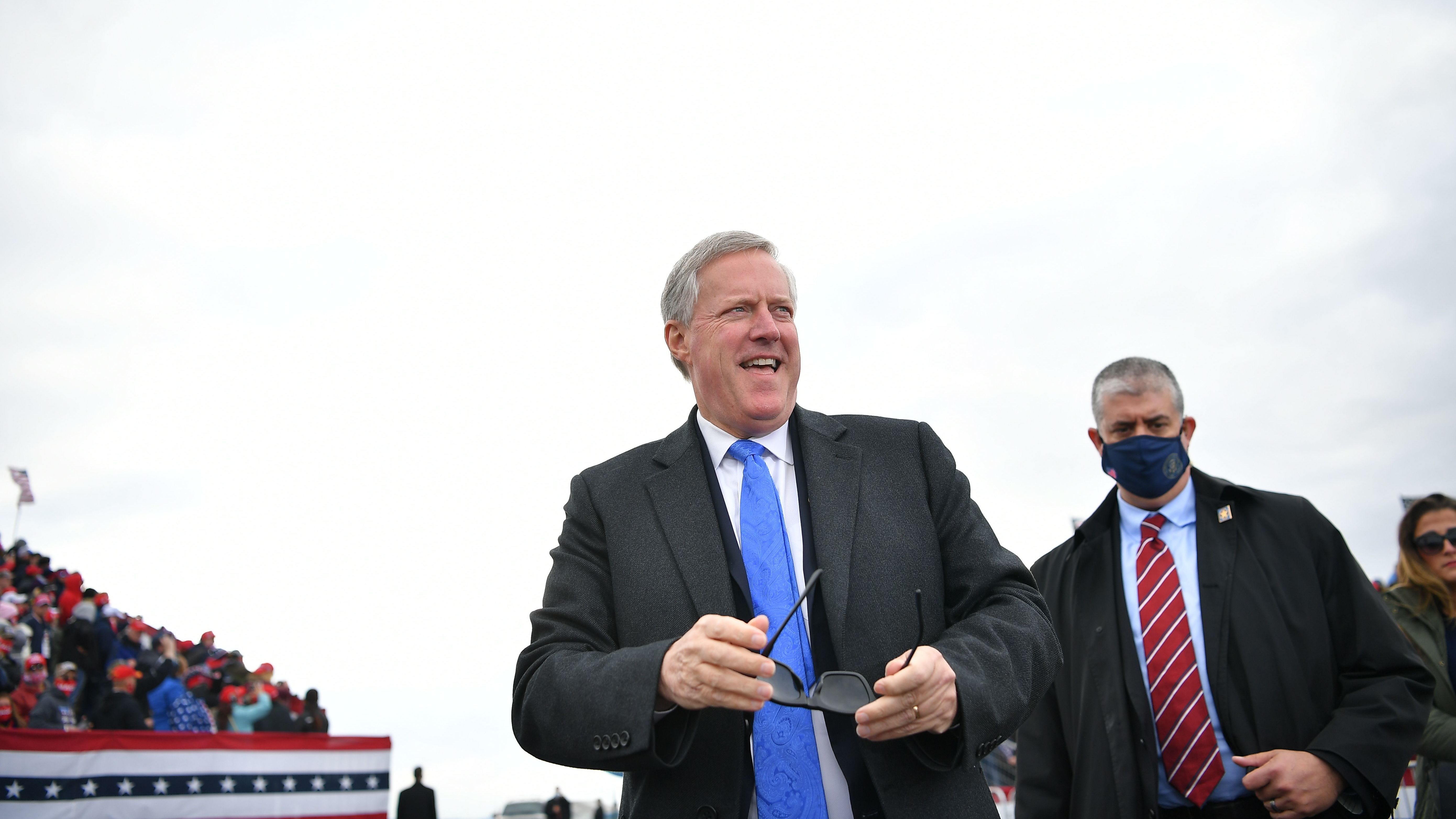 White House chief of staff Mark Meadows arrives for a Trump campaign rally in Reading, Pa., on Oct. 31.