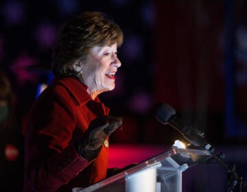 Republican Sen. Susan Collins delivers election night remarks to supporters and staff