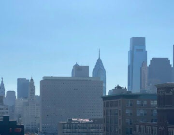 Pollution caused a noticeable haze over the Philly skyline on Monday DANYA HENNINGER / BILLY PENN