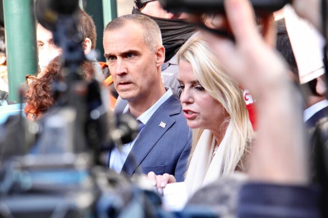 Trump operatives Pam Biondi and Corey Lewandowski arrive at Pennsylvania Convention Center, where Philadelphia votes are being counted, armed with what appears to be a court order.