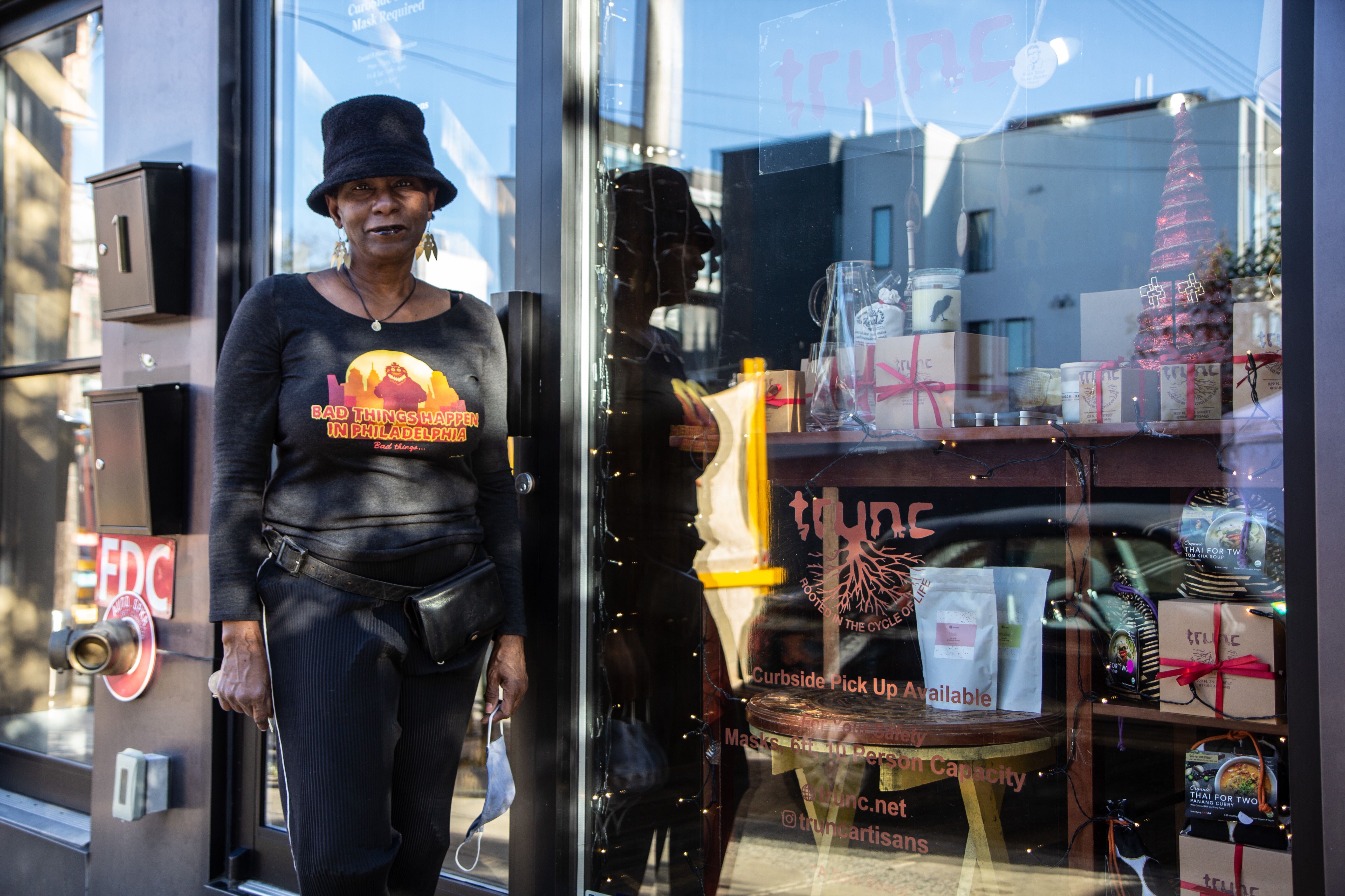 Dorothea Gamble in front of her store Trunc in Northern Liberties.