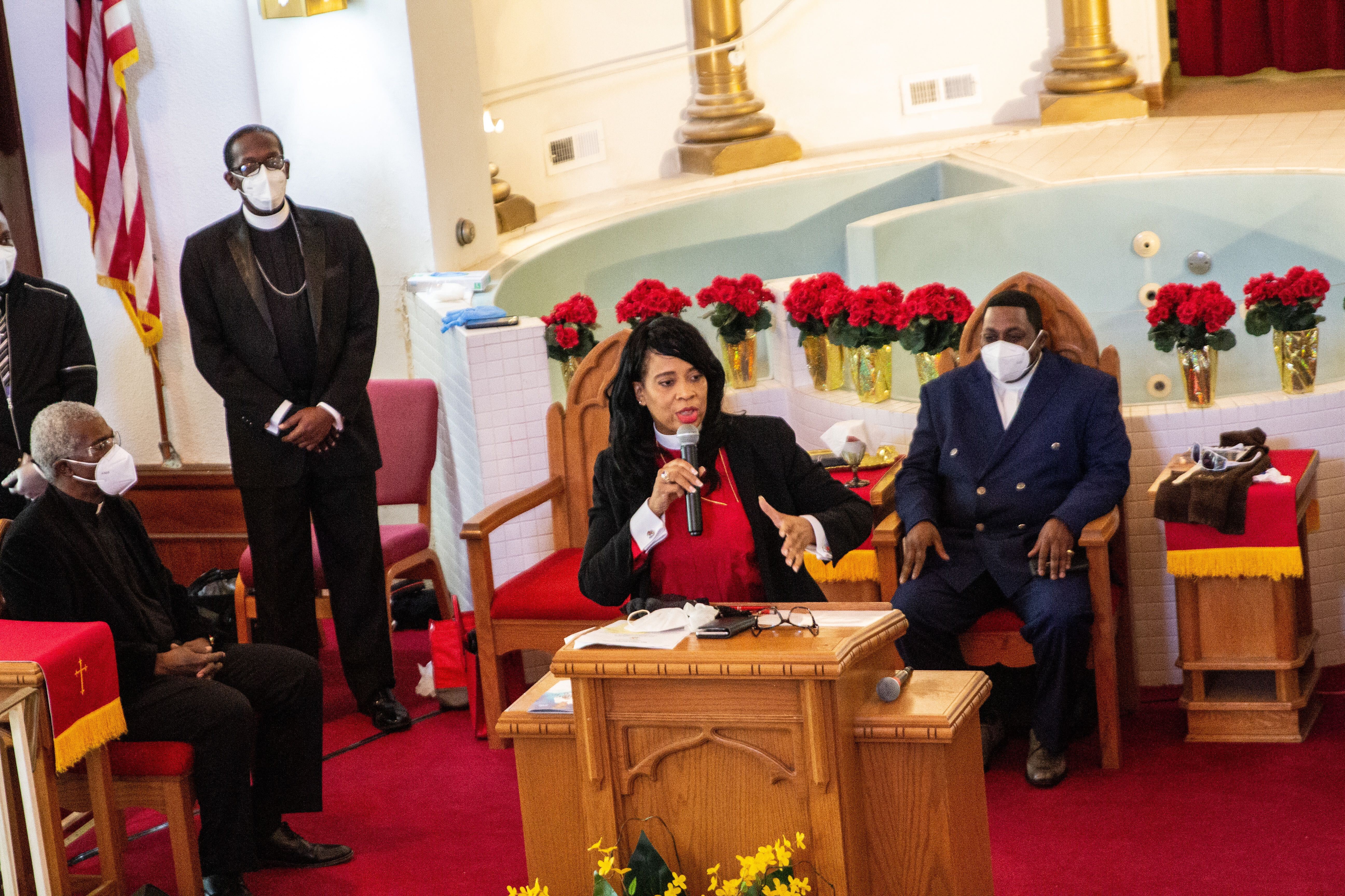 Bishop Mary Flors Palmer led the funeral of Walter Wallace Jr. Saturday.