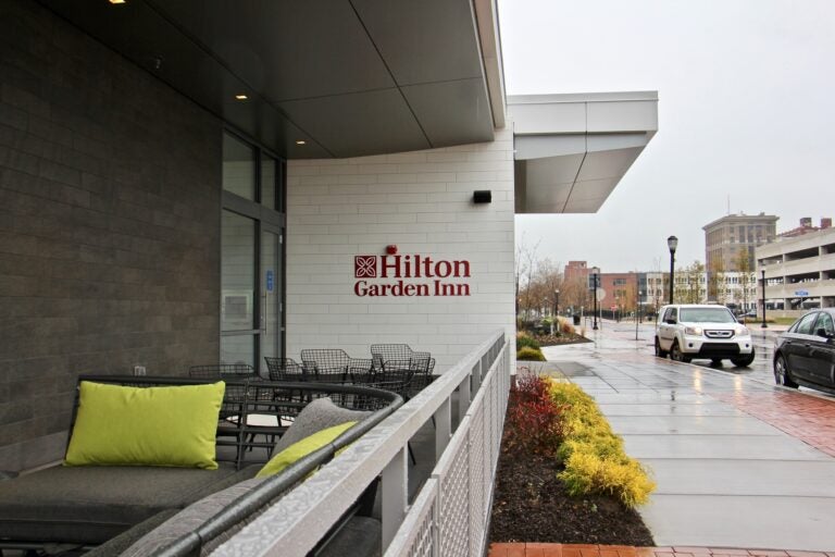 Hilton Garden Inn Camden Waterfront opened on Friday, Dec. 4, 2020, becoming the first hotel in Camden in more than 50 years. (Emma Lee/WHYY