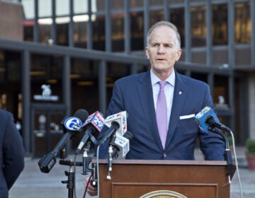 U.S. Attorney William McSwain outside the federal courthouse in Philadelphia. (Kimberly Paytner/WHYY)