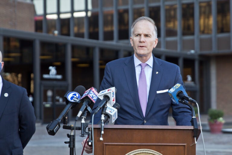 U.S. Attorney William McSwain outside the federal courthouse in Philadelphia. (Kimberly Paytner/WHYY)