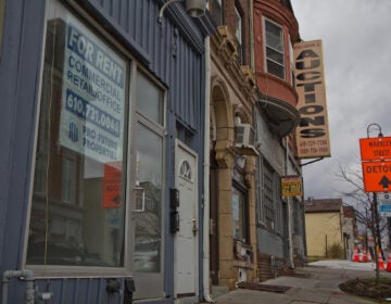 Vacant retail buildings in downtown Norristown