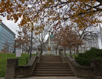 The Montgomery County Courthouse Plaza in Norristown, Pa. (Kimberly Paynter/WHYY)