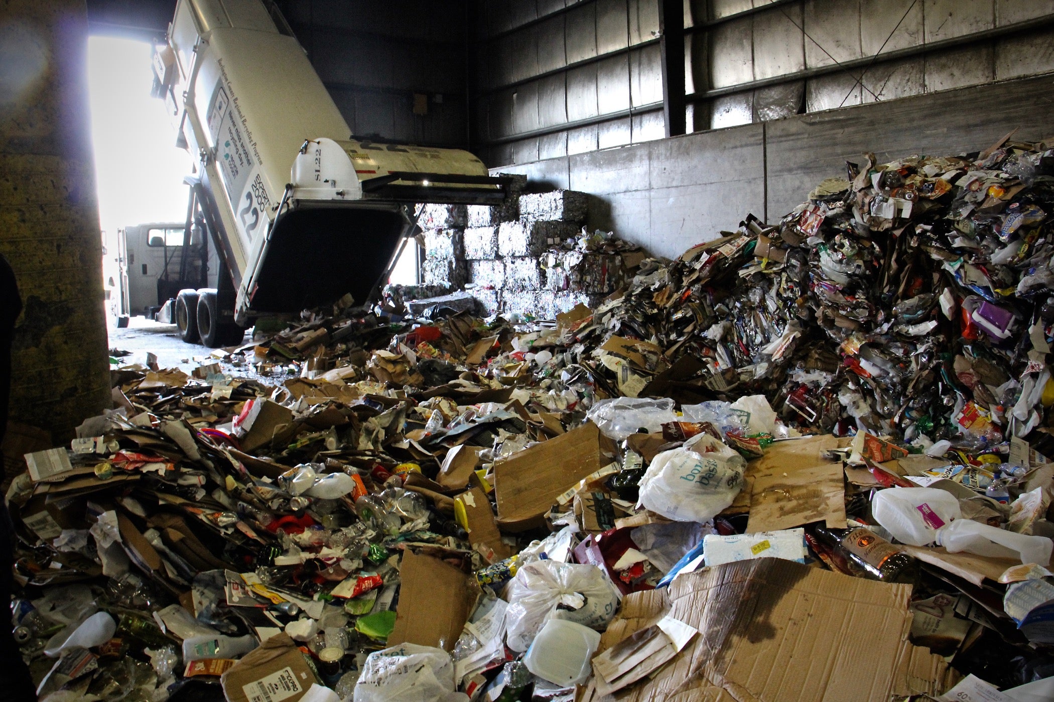 The interior of a Burlington County recycling plant in Westampton, N.J