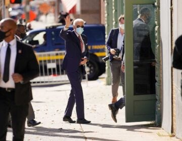 Biden arrives at The Queen last month. (AP Photo)