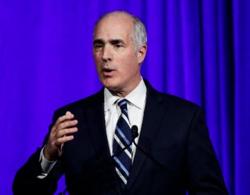 Sen. Bob Casey, D-Pa., speaks during a Pennsylvania Democratic Party fundraiser in Philadelphia, Friday, Nov. 1, 2019. (AP Photo/Matt Rourke)