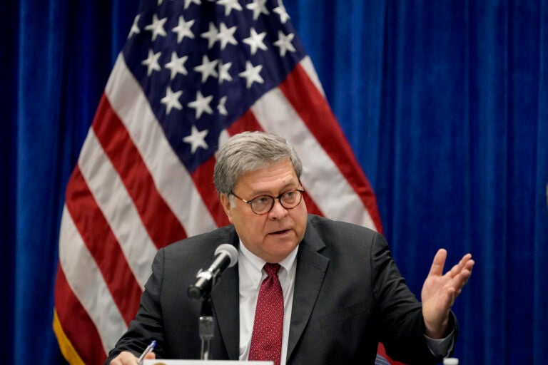 In this Oct. 15, 2020, file photo U.S. Attorney General William Barr speaks during a roundtable discussion on Operation Legend in St. Louis. (AP Photo/Jeff Roberson)
