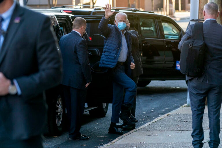 President-elect Joe Biden arrives at The Queen theater, Wednesday, Dec. 2, 2020, in Wilmington, Del. (AP Photo/Andrew Harnik)