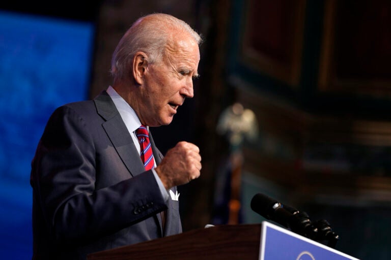 President-elect Joe Biden speaks about jobs at The Queen theater, Friday, Dec. 4, 2020, in Wilmington, Del. (AP Photo/Andrew Harnik)