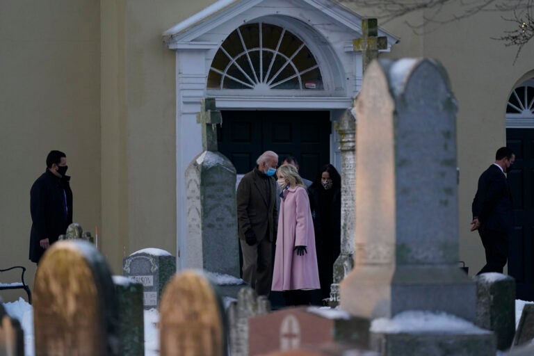 President-elect Joe Biden and his wife Jill Biden joined by Ashley Biden and her husband Howard Krein walk from St. Joseph on the Brandywine Roman Catholic Church in Wilmington, Del., Friday, Dec. 18, 2020. Today is the anniversary of Neilia and Naomi Biden's death. (AP Photo/Carolyn Kaster)