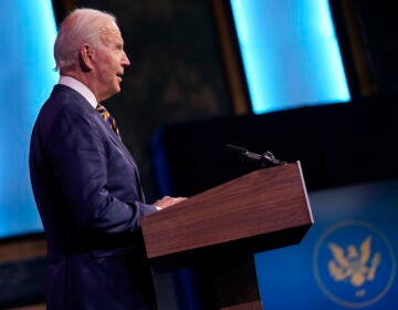 President-elect Joe Biden speaks at The Queen theater, Tuesday, Dec. 29, 2020, in Wilmington, Del. (AP Photo/Andrew Harnik)