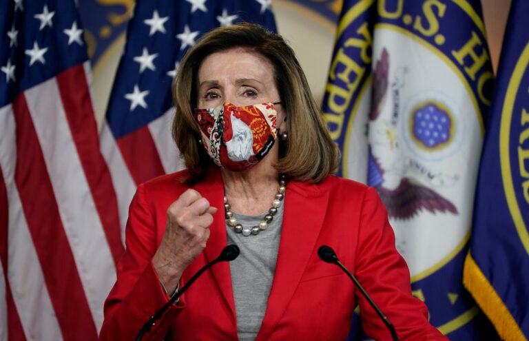 House Speaker Nancy Pelosi of Calif., speaks to the media