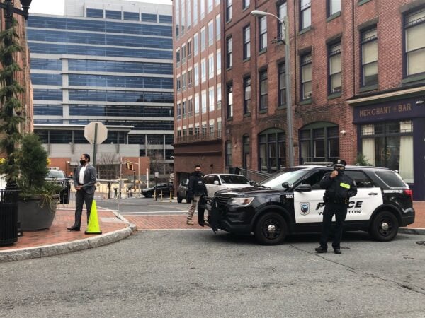 Wilmington police have been front and center since the inauguration. (Cris Barrish/WHYY)