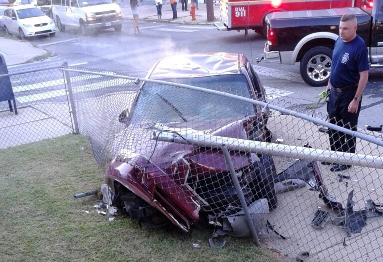 When a car crashed into Donna Price’s fence, it lit her lawn on fire. (Courtesy of Donna Price)