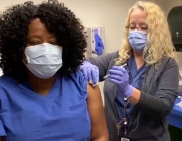 ChristianaCare's Dr. Marshala Lee gets her COVID-19 vaccine in December 2020. (Div. of Public Health screenshot)