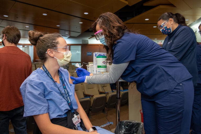Penn Medicine frontline workers receive COVID-19 vaccinations at Pennsylvania Hospital in Philadelphia on Dec. 16, 2020. (Courtesy of Penn Medicine) 