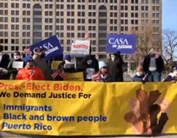 Protesters gathered in downtown Wilmington Tuesday afternoon to send a message to President-elect Biden about protecting immigrants and reforming the criminal justice system. (Facebook)