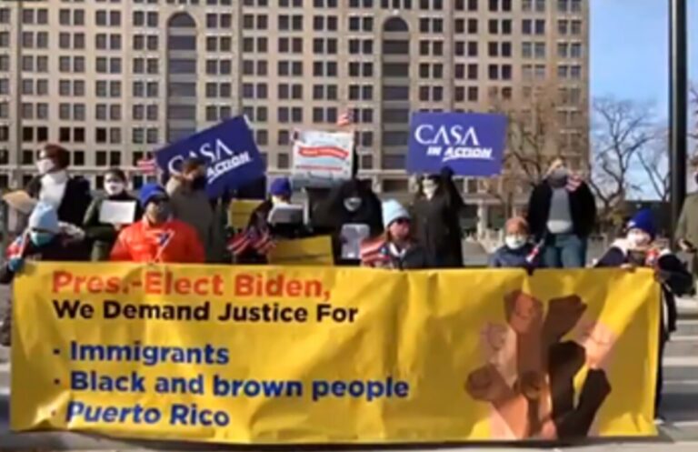 Protesters gathered in downtown Wilmington Tuesday afternoon to send a message to President-elect Biden about protecting immigrants and reforming the criminal justice system. (Facebook)
