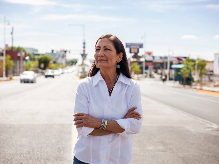Deb Haaland poses for a portrait Tuesday, June 5, 2018 in a Nob Hill Neighborhood in Albuquerque, N.M. Haaland is one of two Native American women who marked historic congressional victories as a record number of women were elected to the U.S. House following an election cycle that also saw a significant boost in Native American female candidates at the state and local level. (AP Photo/Juan Labreche)