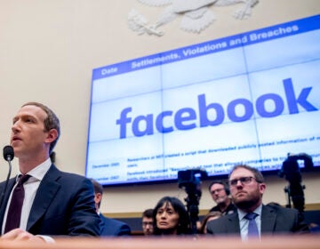 Facebook CEO Mark Zuckerberg testifying before a House Financial Services Committee hearing