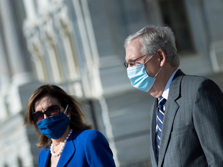 House Speaker Nancy Pelosi and Senate Majority Leader Mitch McConnell are now in direct talks about coronavirus relief aid, after weeks of pushing competing proposals. (Brendan Smialowski/AP Photo)