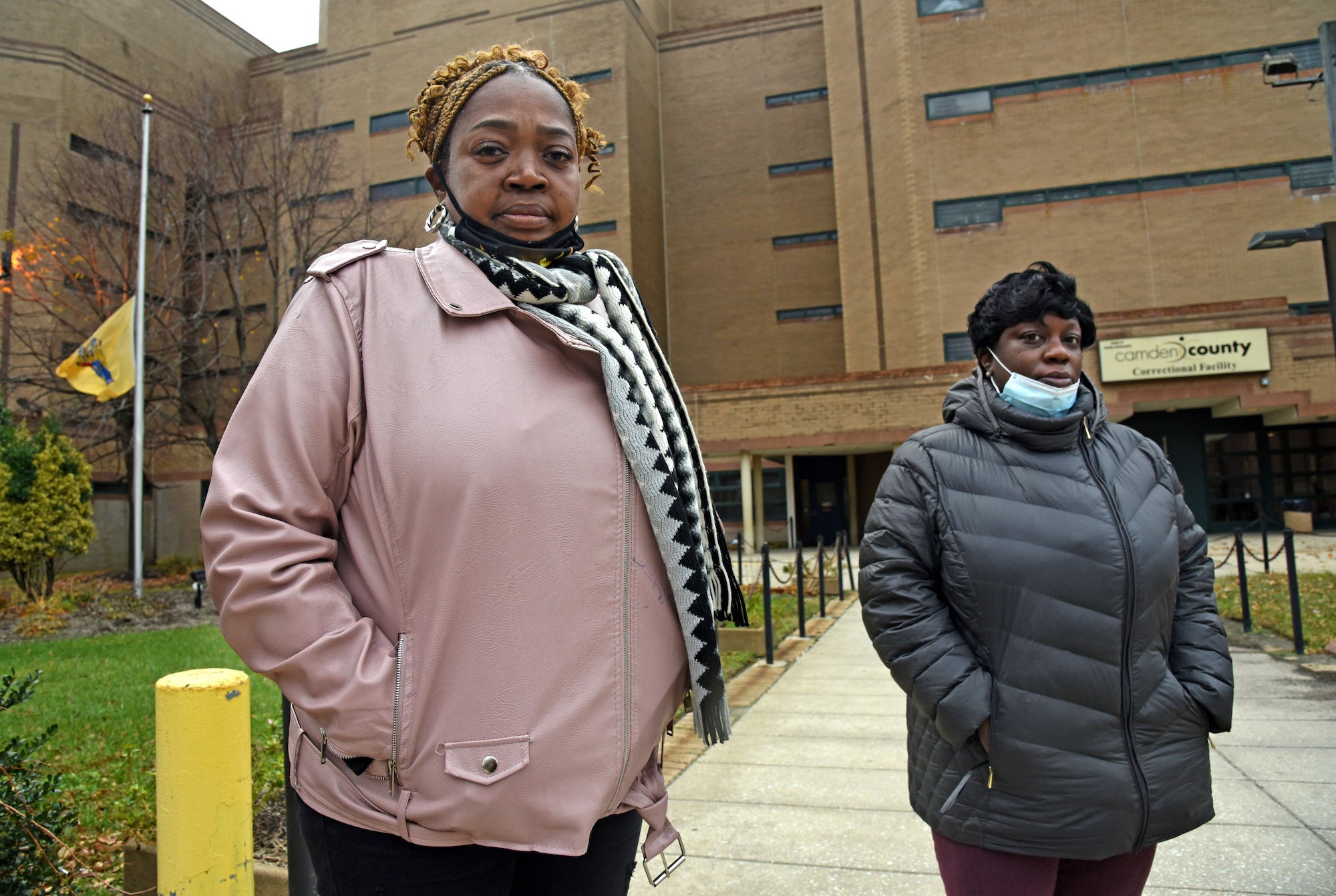 Connie Kellum and LaToya Fields stand outside the Camden County jail