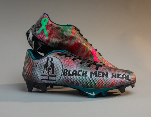 Customized cleats for Jalen Reagor feature Philly nonprofit Black Men Heal