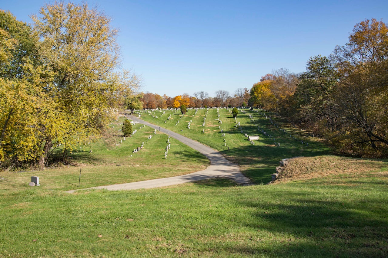 A wide view of Eden Cemetery outside Philadelphia