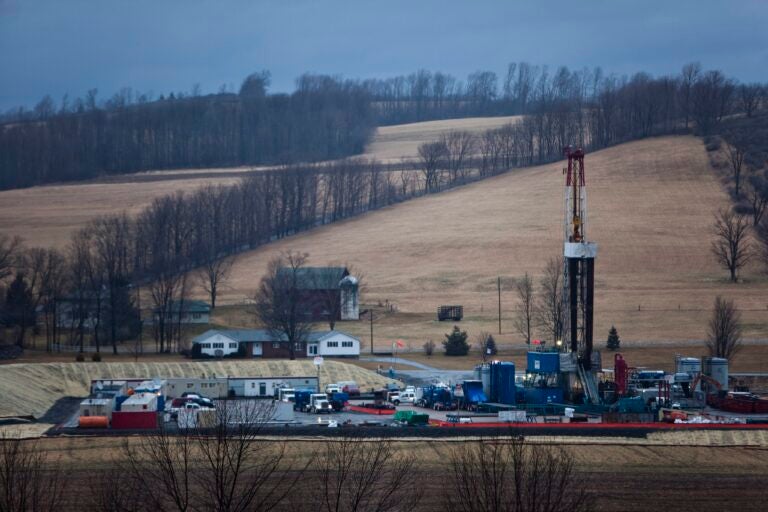 A hydraulic fracturing drill rig in Bradford County