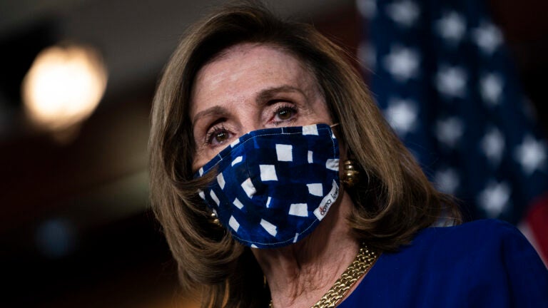 House Speaker Nancy Pelosi, D-Calif., is pictured on Capitol Hill on Nov. 20. The House voted Monday to increase direct payments to Americans above what is provided in the COVID-19 relief legislation President Trump signed on Sunday. (Drew Angerer/Getty Images)