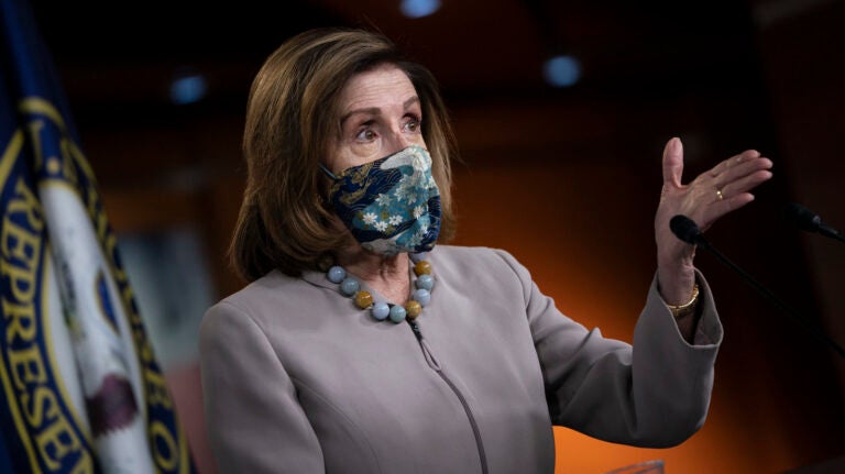 Speaker of the House Nancy Pelosi speaks during her weekly news conference last week on Capitol Hill.