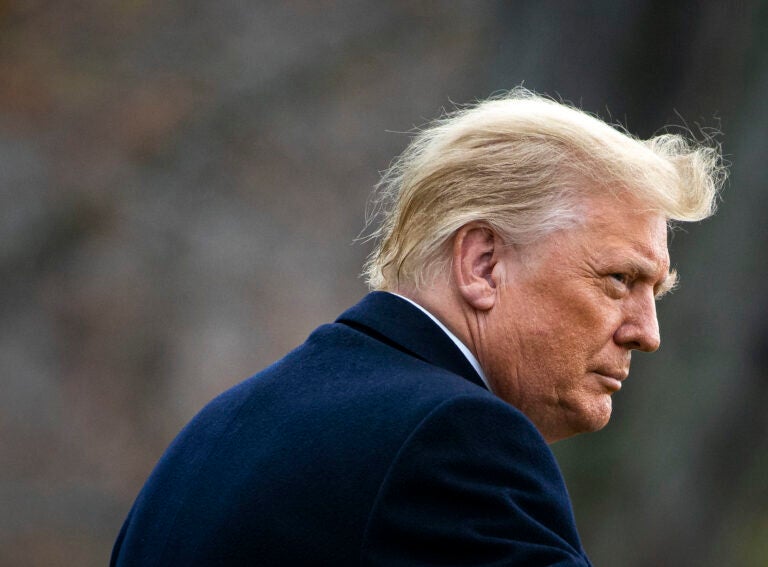 President Trump departs on the South Lawn of the White House